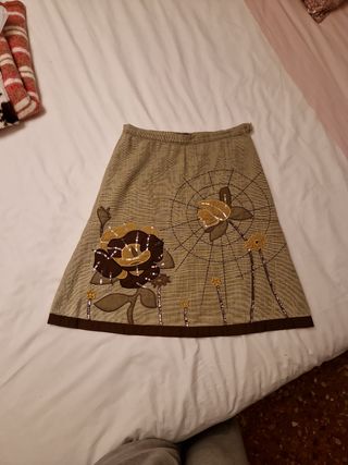 Falda mujer marrón con lentejuelas