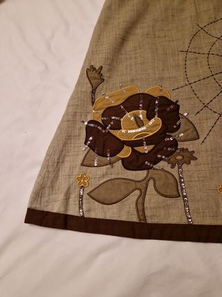 Falda mujer marrón con lentejuelas