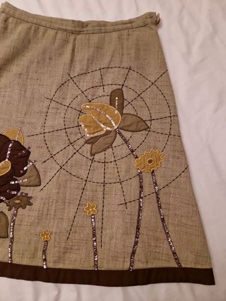 Falda mujer marrón con lentejuelas