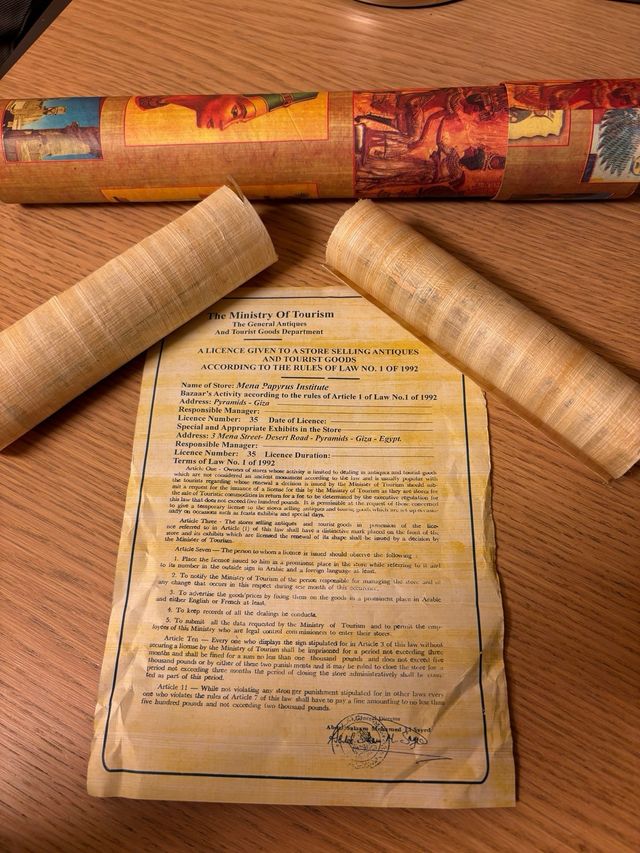 Papiri dipinti a mano certificati