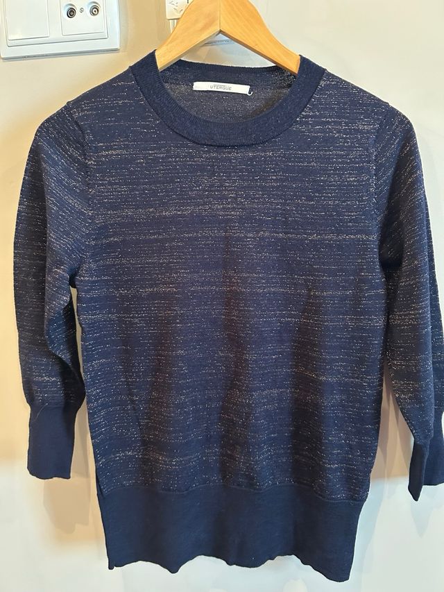 Sueter azul mairn hilo dorado