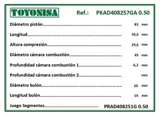 Pistón Completo Audi AXX / BWA (STD, +0,50).