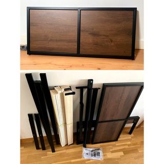 ★ Cama Metal y Madera, 90cm, Cabecero Dividido