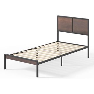 ★ Cama Metal y Madera, 90cm, Cabecero Dividido