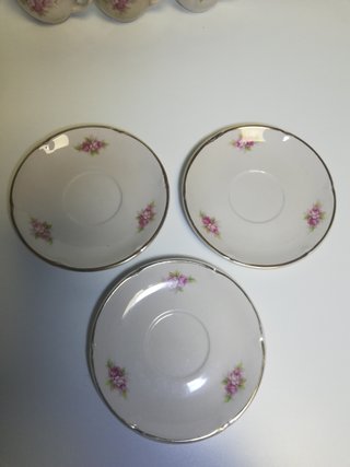 Juego de 3 tazas de café y sus platillos, años 50