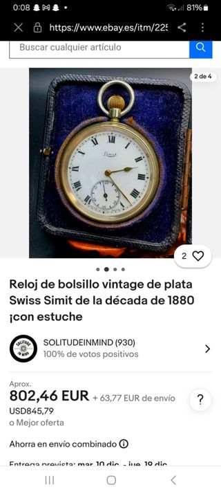 Reloj bolsillo marca simit antiguo