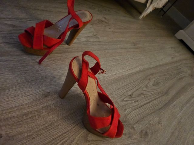 Sandalias tacon plataforma rojas 