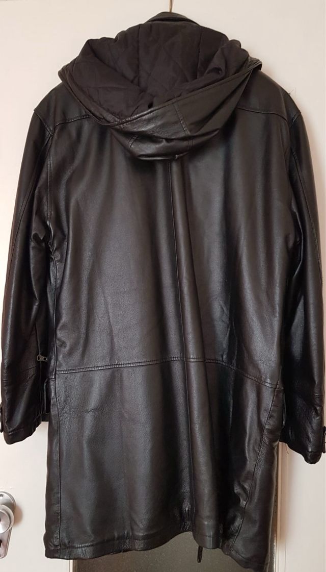giaccone pelle nera uomo