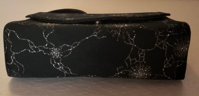 Borsetta elegante in tessuto ed ecopelle nera