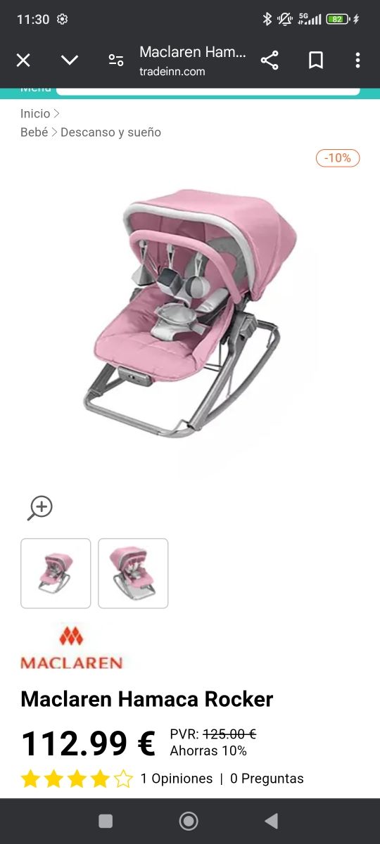 Hamaca bebe Maclaren Rocker Rosa