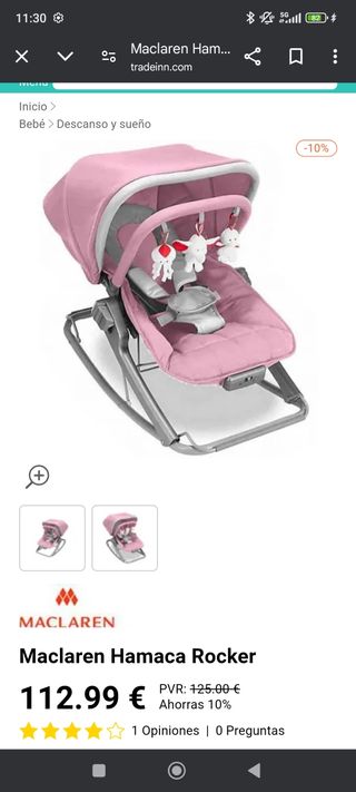 Hamaca bebe Maclaren Rocker Rosa