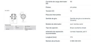 Alternador Bosch 098604600 14v 90 Ah