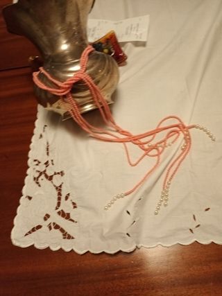 Collana vero corallo rosa e perle di fiu