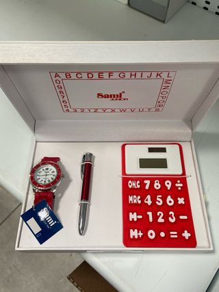 Caja regalo reloj + boligrafo + calculadora