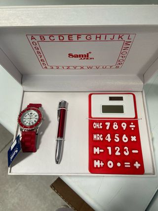 Caja regalo reloj + boligrafo + calculadora