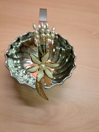 Cestino placcato argento Martin + fiore color oro