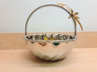 Cestino placcato argento Martin + fiore color oro