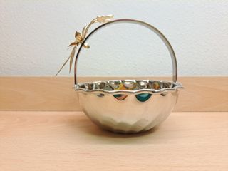 Cestino placcato argento Martin + fiore color oro