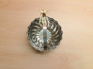 Cestino placcato argento Martin + fiore color oro