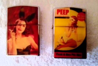 2 Mecheros Pin Up, tipo zippo
