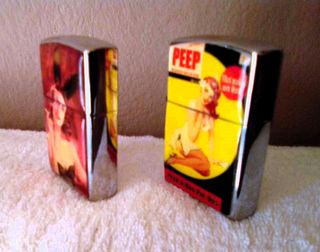 2 Mecheros Pin Up, tipo zippo
