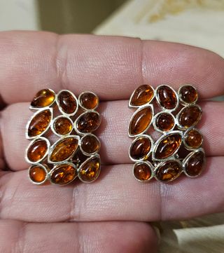 Pendientes 🧡 ambar y plata 925