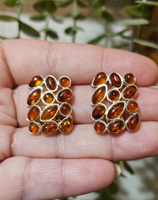 Pendientes 🧡 ambar y plata 925