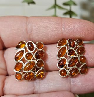 Pendientes 🧡 ambar y plata 925