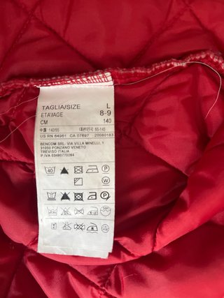 Abrigo Benetton talla 9 rojo chaqueta