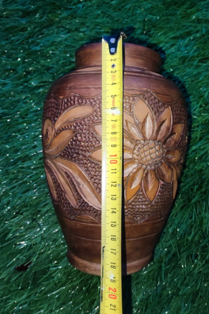 Vaso ceramica marrone fiori