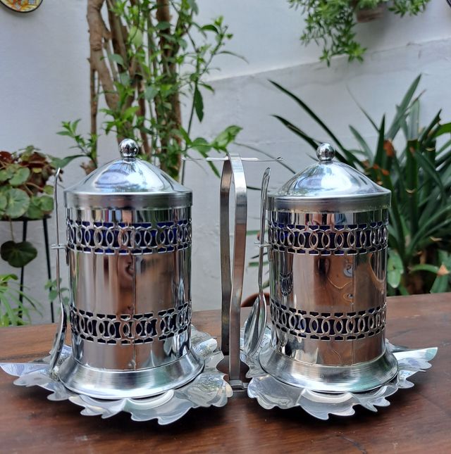 Set Azucar y Café con cucharas Años 70