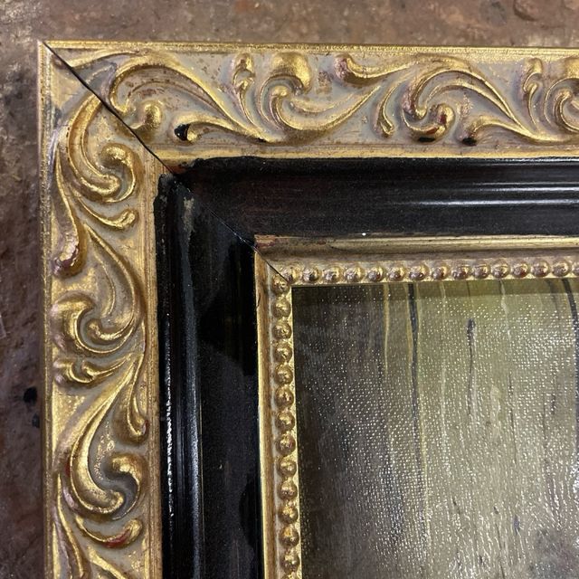 quadro dipinto vintage olio su tela con cornice M
