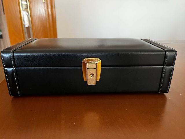 Caja para seis relojes cuero negro