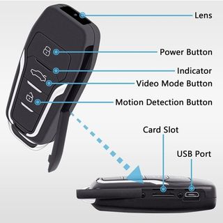 Camara oculta en llave  coche 64gb