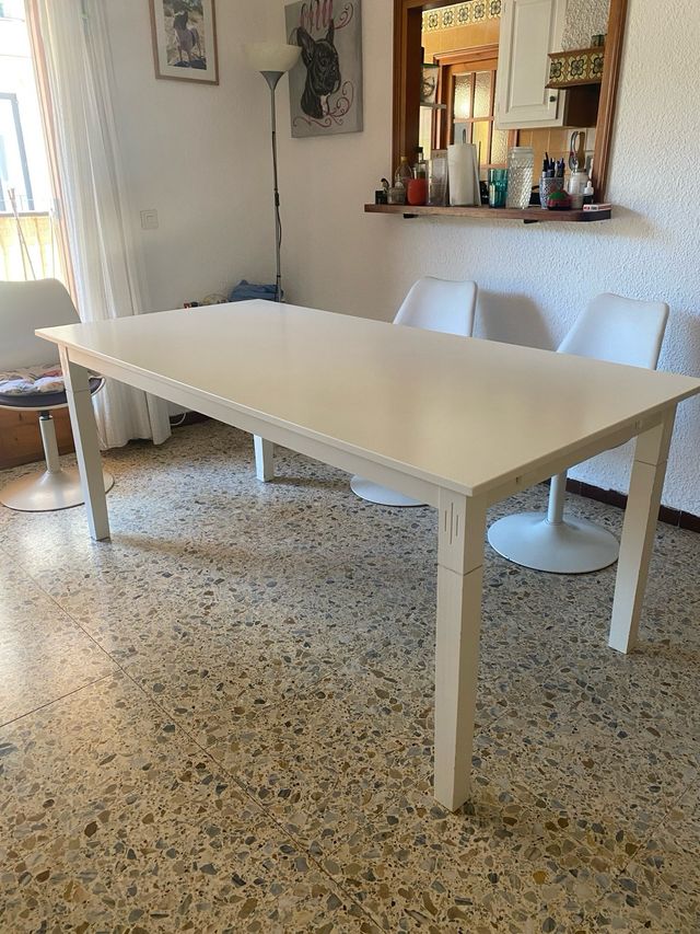 Mesa comedor laqueada blanca
