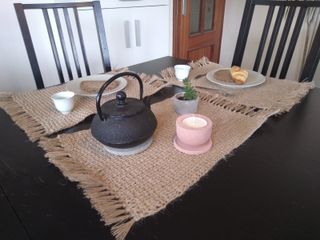 Individuales de yute tejidos a mano. Manteles