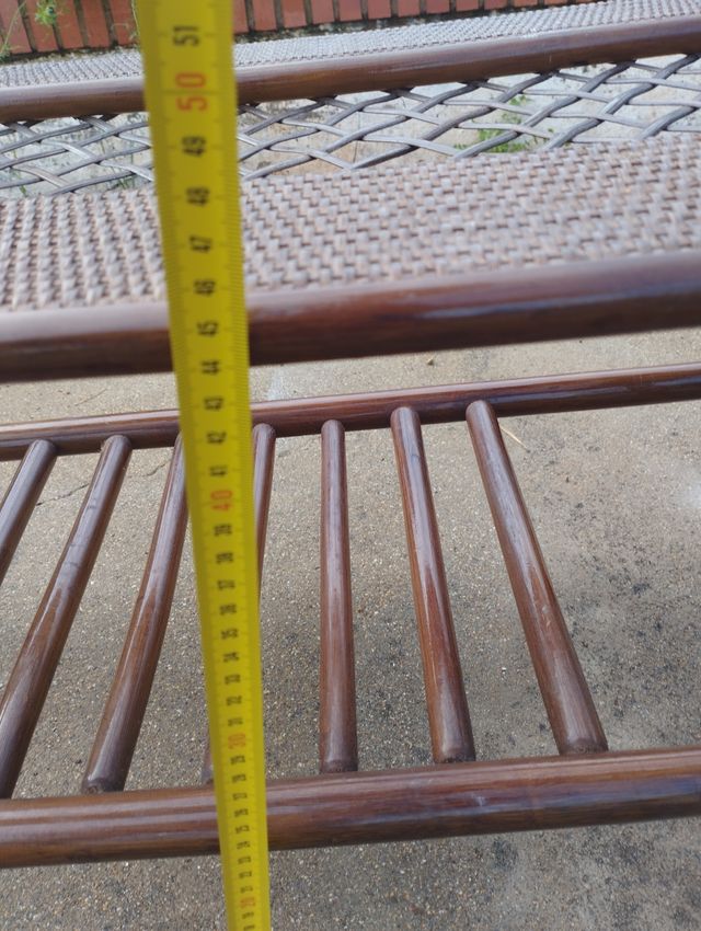 Mesita centro de mimbre con cristal