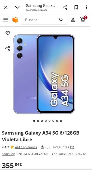 Cambio Samsung a34 5g 128gb + funda  sin usar