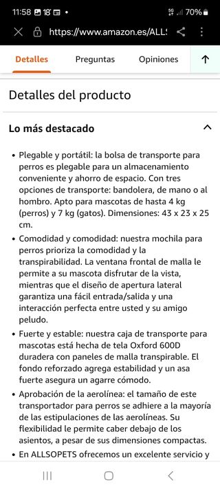 Transportin bolsa para mascotas