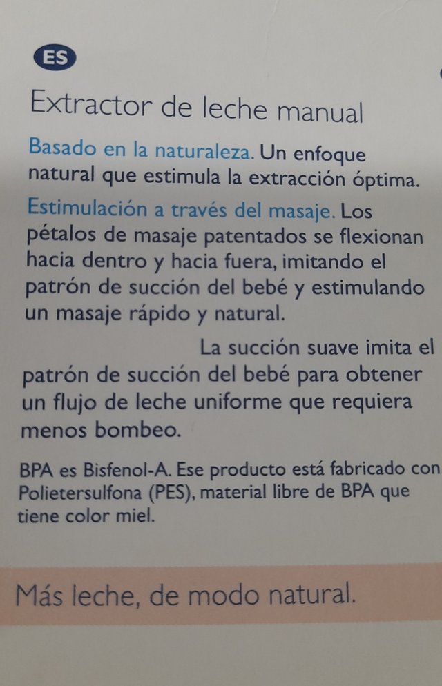 Extractor de leche manual. Sacaleches