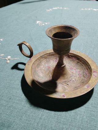 Antiguo portavelas bronce india