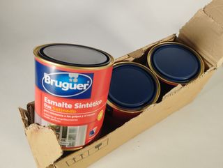 Caja de pintura esmalte satinado azul Bruger 