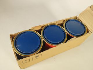 Caja de pintura esmalte satinado azul Bruger 