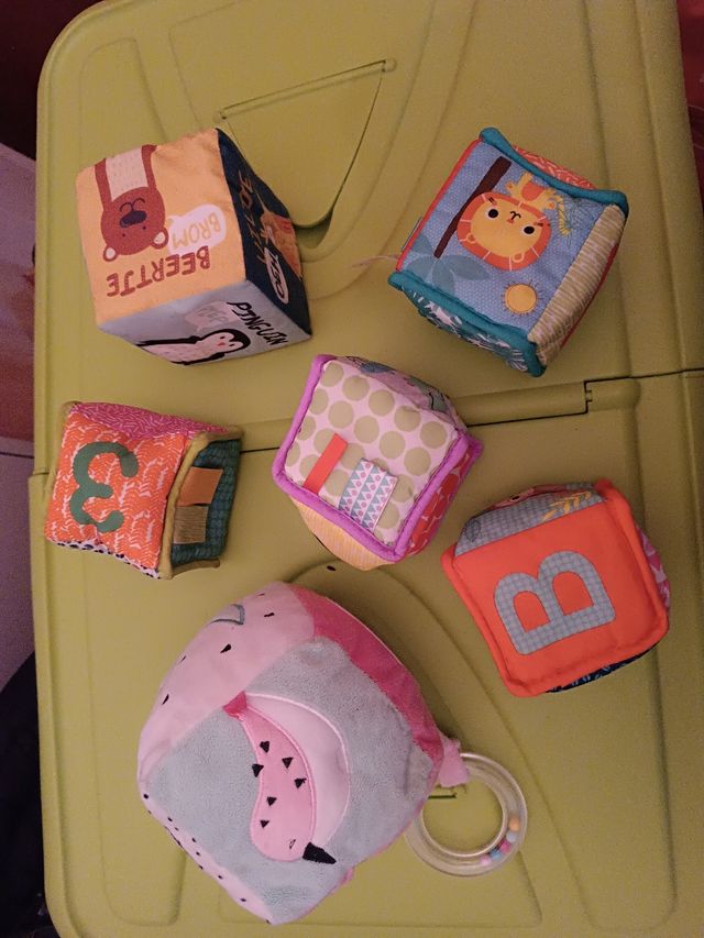 Lote cubos bebé tela sonajero