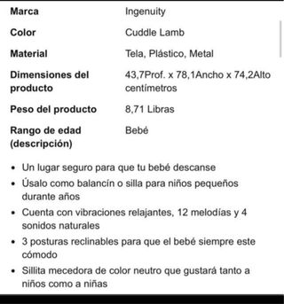 Ingenuity, Hamaca Mecedora para Bebés