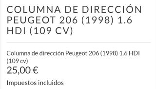 Columna de dirección peugeot 206