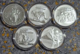 5 Monedas 1onza plata Australia zoo