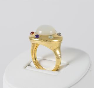 Anillo Tous Plata Vermeil con piedra luna y gemas
