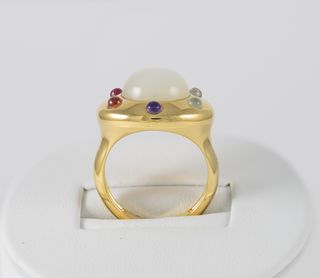 Anillo Tous Plata Vermeil con piedra luna y gemas
