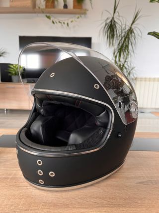 Casco moto integral negro vintage
